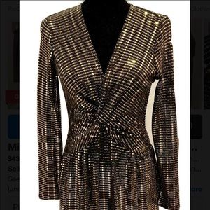 NWT Michael Kors gold sequined twist-front dress
